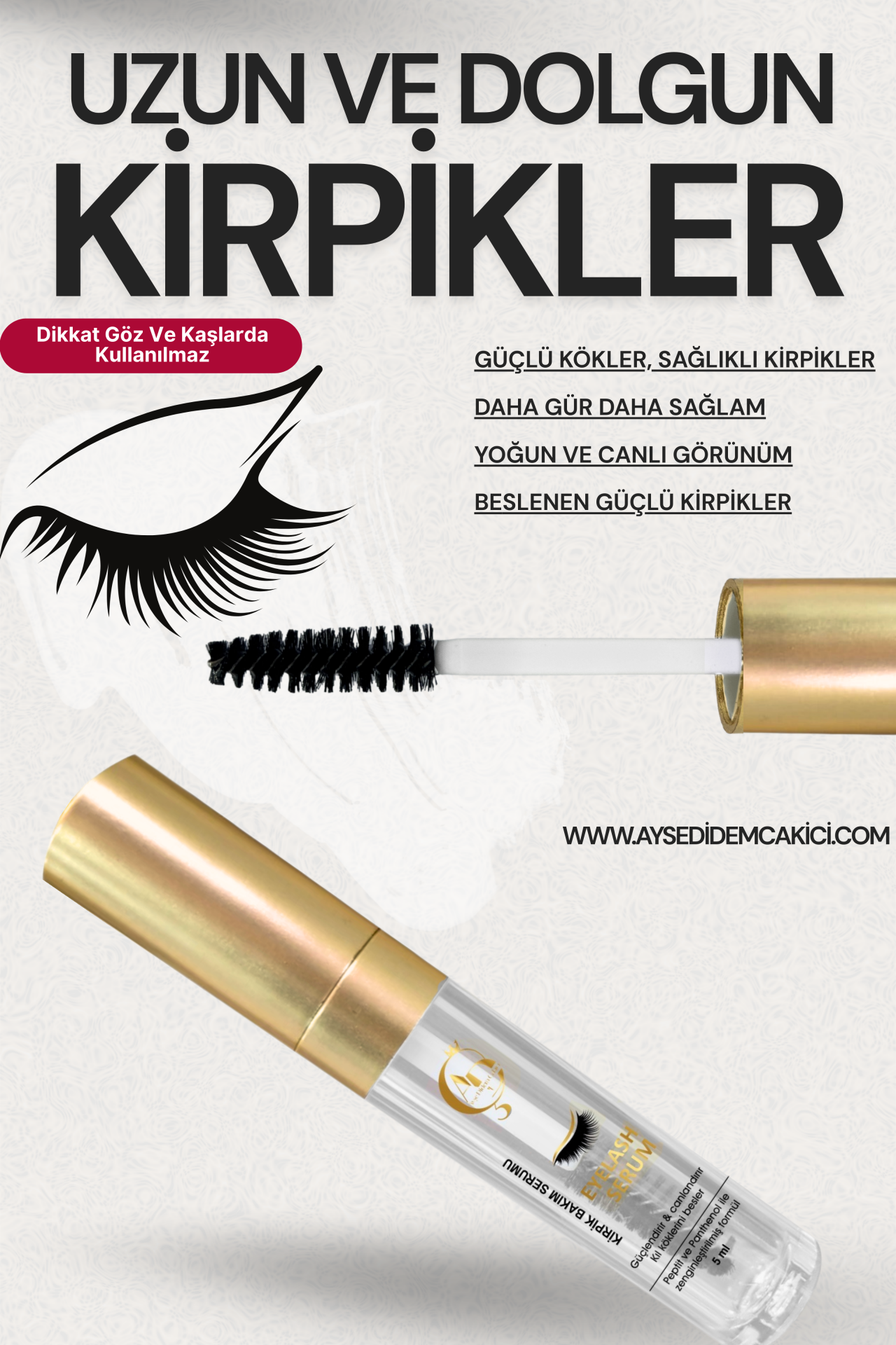 Ayşe Didem Çakıcı Kirpik Bakım Serumu | peptit & panthenol destekli | uzun ve dolgun kirpik etkisi | 5 ml