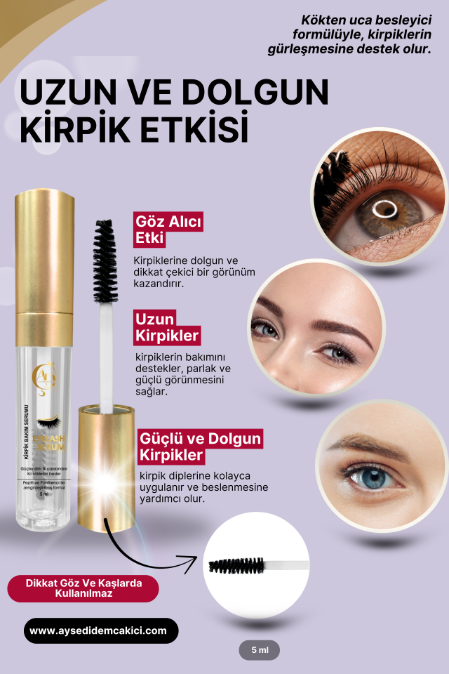 Ayşe Didem Çakıcı Kirpik Bakım Serumu | peptit & panthenol destekli | uzun ve dolgun kirpik etkisi | 5 ml