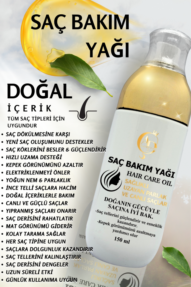 AYŞE DİDEM ÇAKICI Saç Bakım Yağı | Bitkisel Özler & Vitamin Destekli | 150 ml